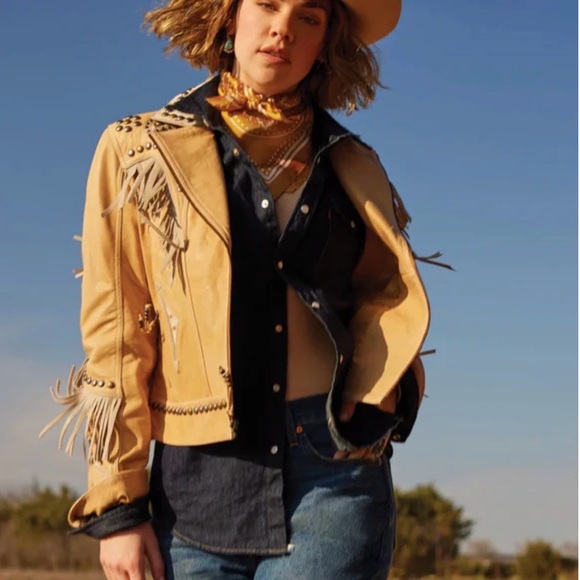 Double D Ranch Cowpoke U Leather Jacket With Fringe - Picture 3 of 12